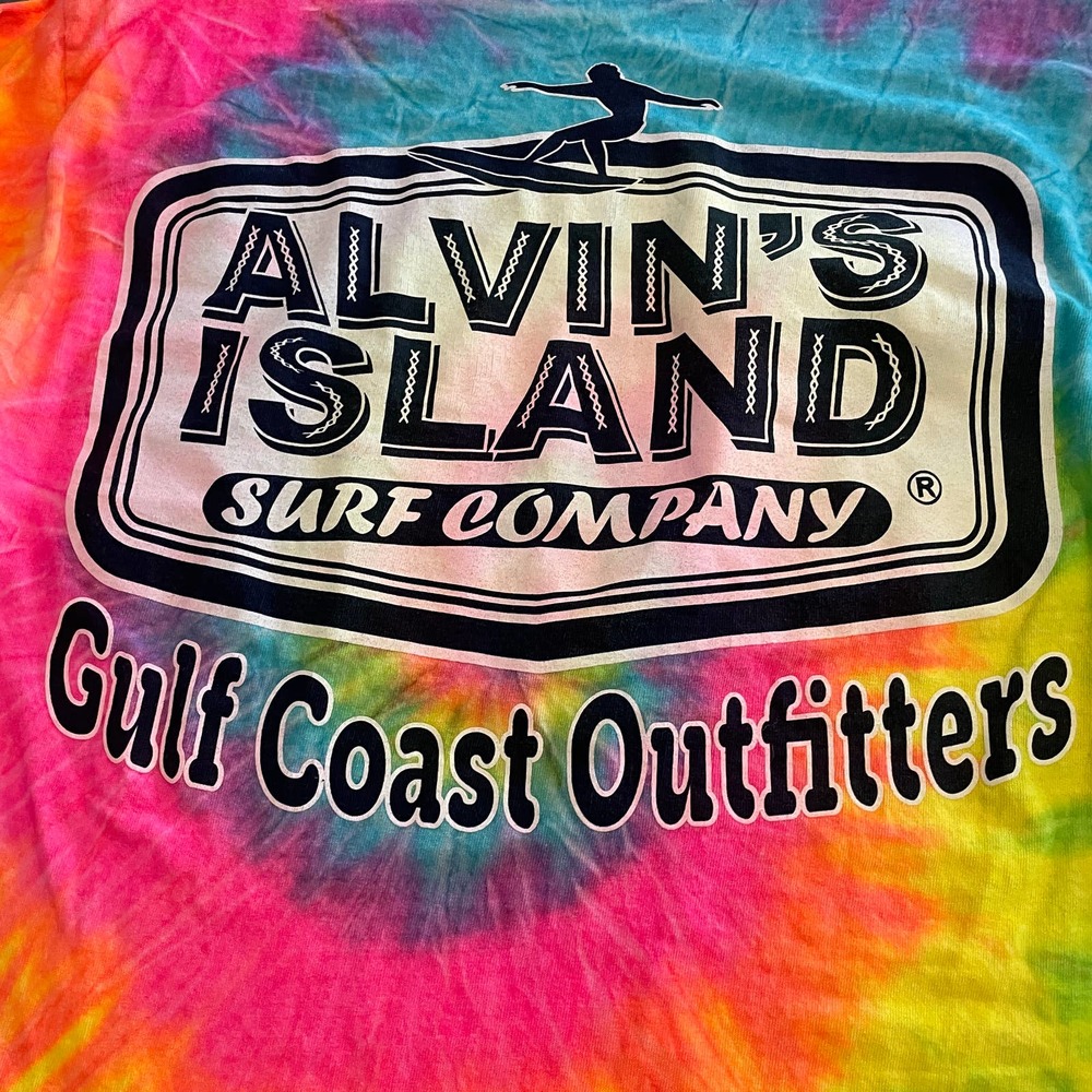 Alvin’s Island Surf Company Neon Tie Dye Long Sleeve Tee Shirt Mens Small Medium - Picture 7 of 10
